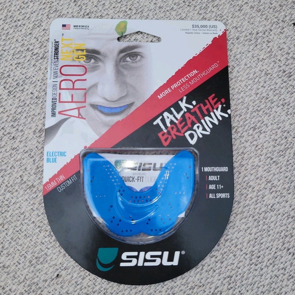 SISU Aero NextGen Mouth Guard 1.6mm Thin MouthGuard Athletes Blue Rugby Sport
